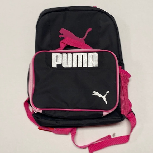 PUMA Girls black and pink backpack with detachable lunchbox - Picture 1 of 4